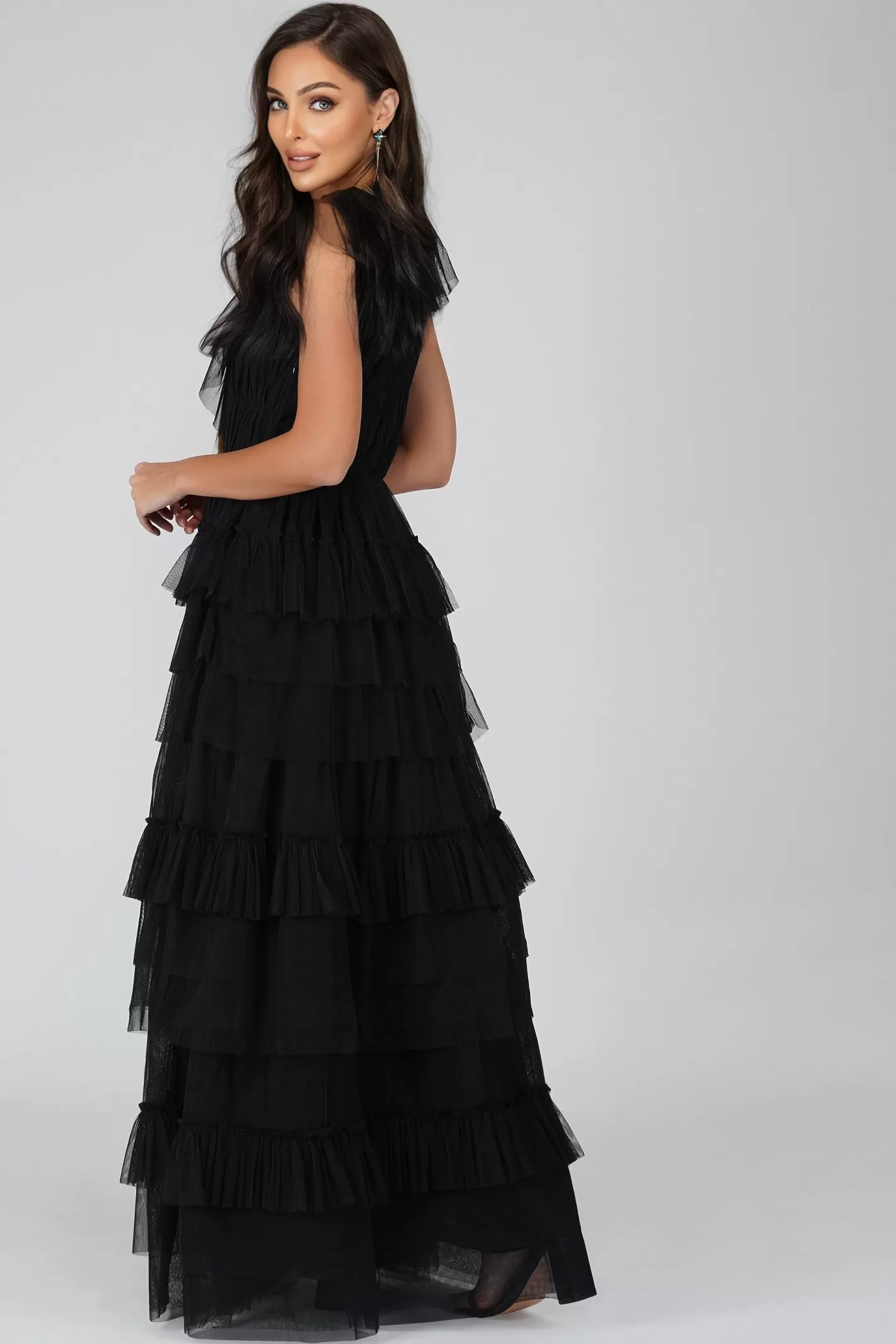 Store Alexandra Black Tulle Maxi Dress Women Maxi Dresses