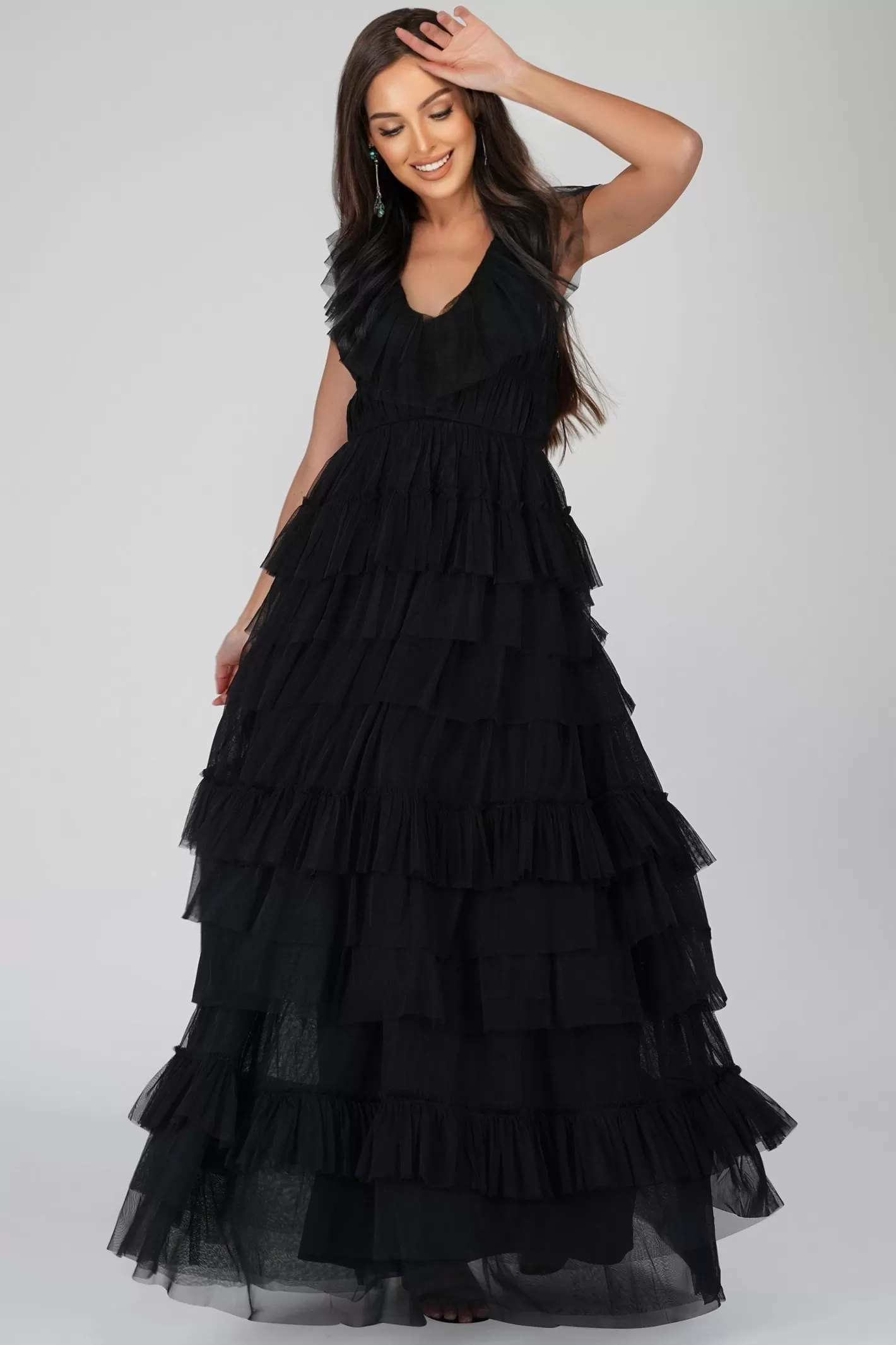 Store Alexandra Black Tulle Maxi Dress Women Maxi Dresses