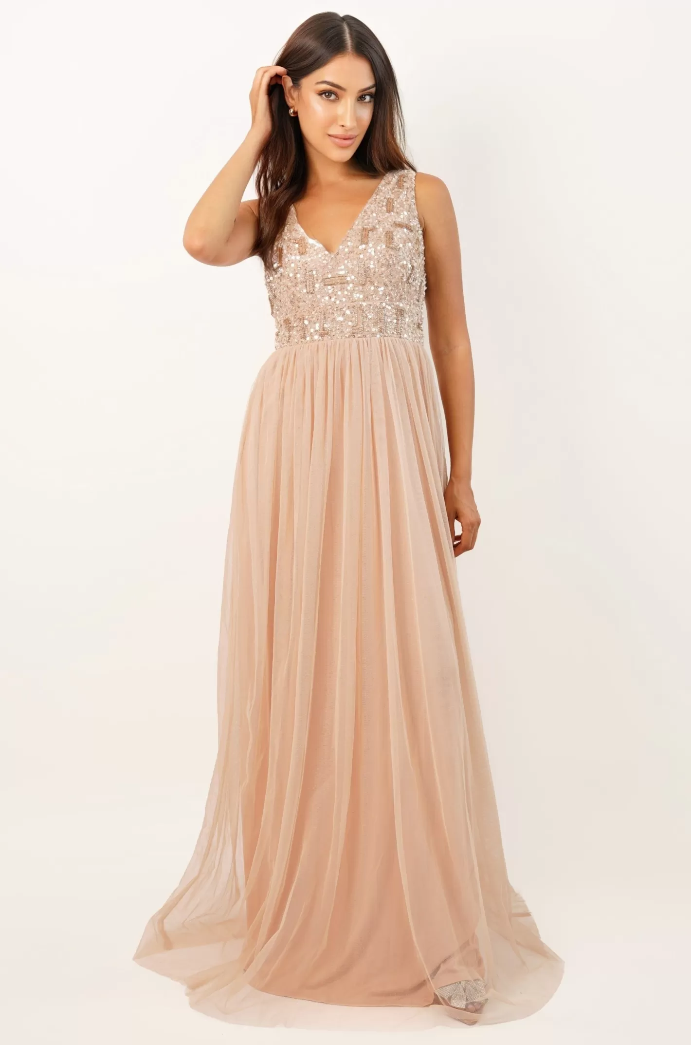 Discount Aurora Nude Embellished Maxi Dress Women Maxi Dresses