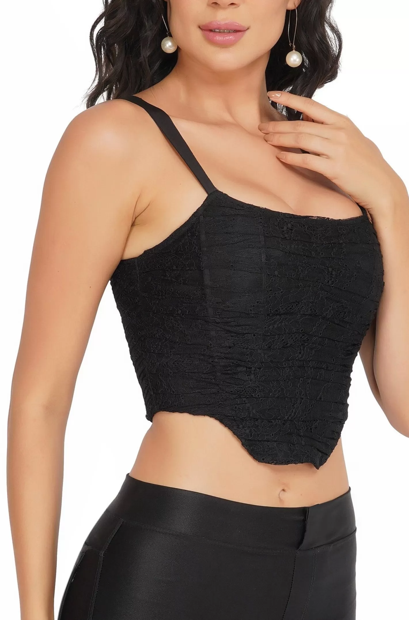 Shop Devon Black Lace Corset Top Women Tops