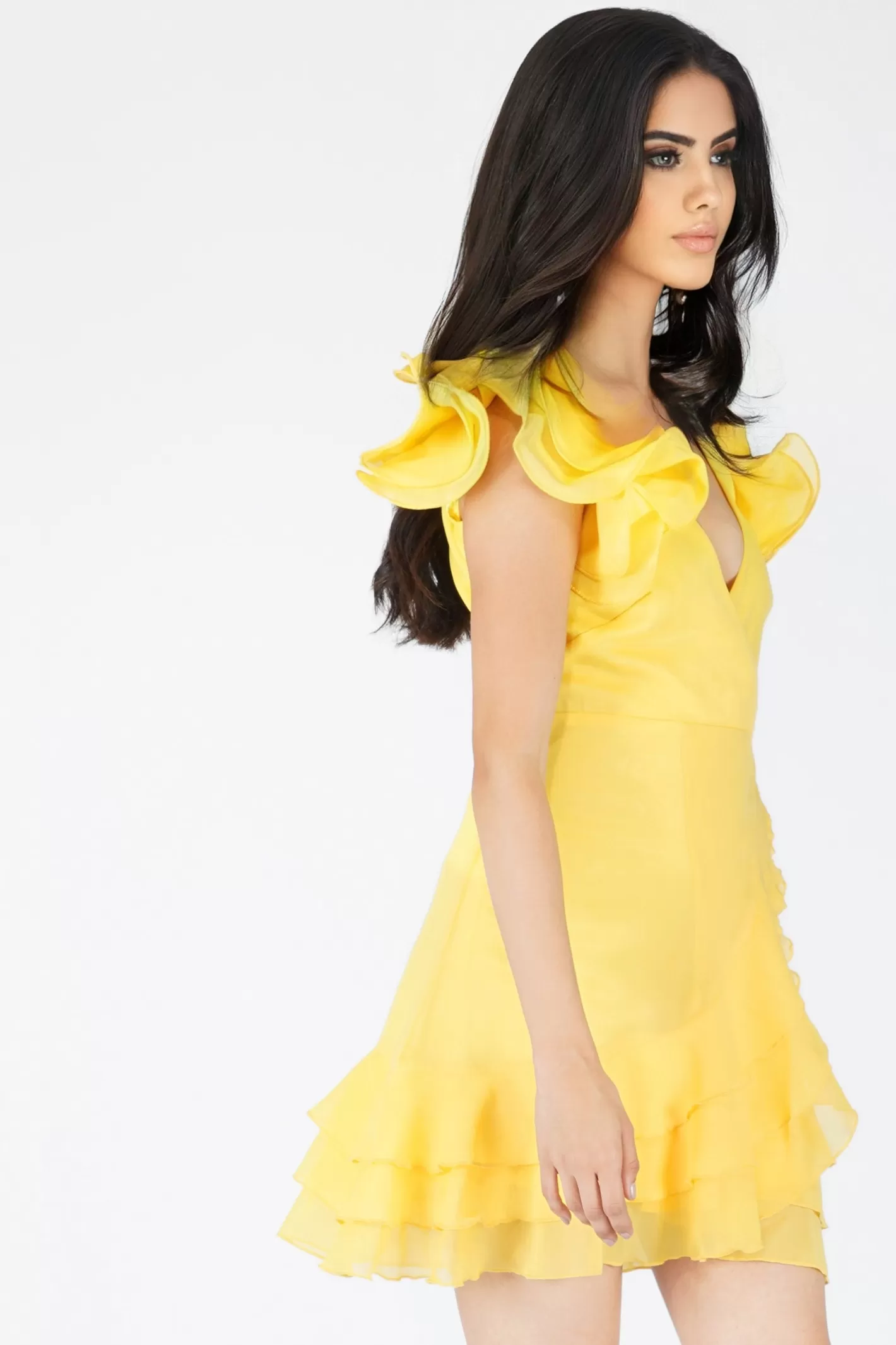 Best Sale Fairy Flutter Sleeve Mini Dress In Yellow Women Mini Dresses