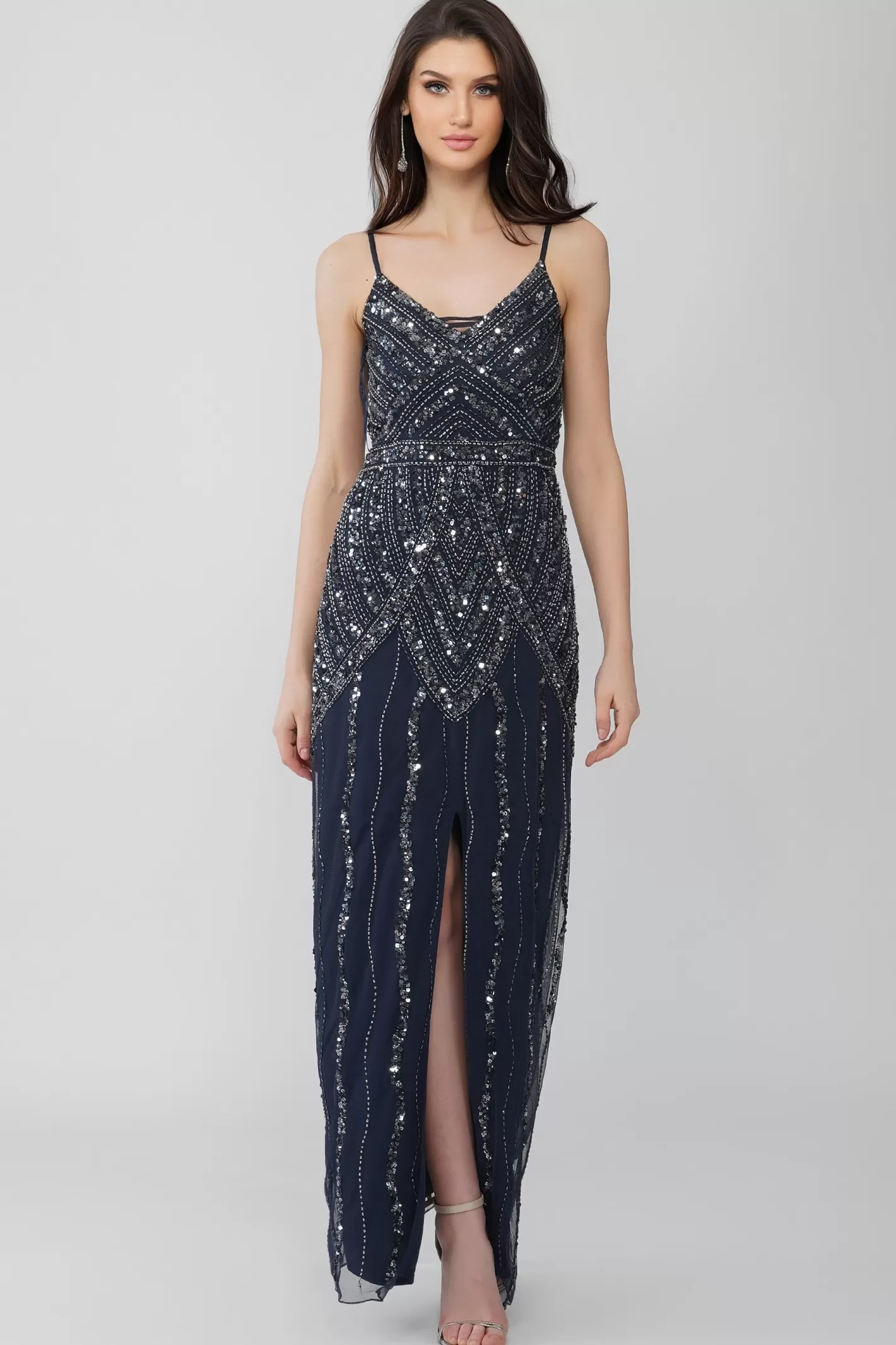 Store Jolie Embellished Maxi Dress In Navy Blue Women Maxi Dresses