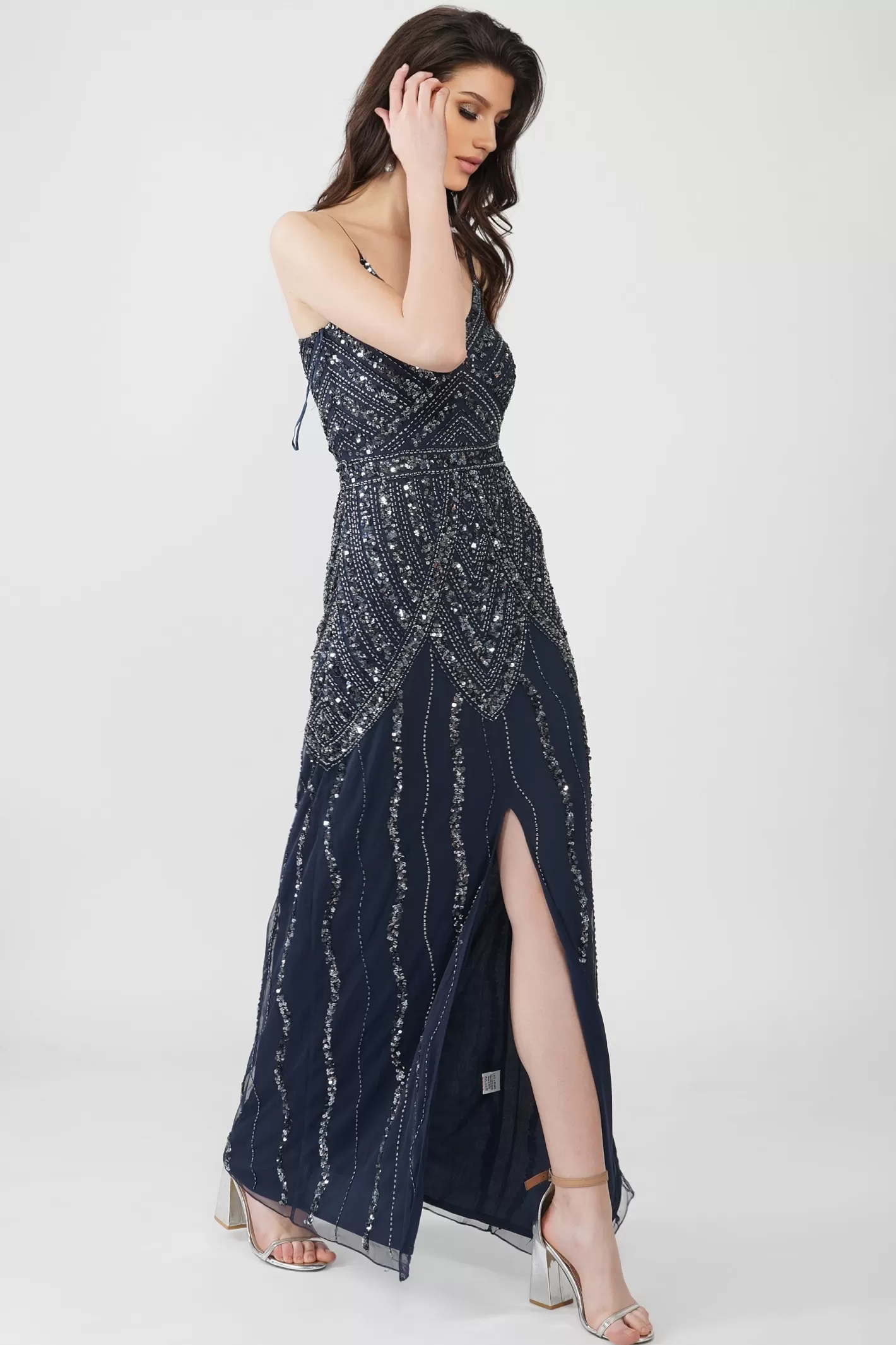 Store Jolie Embellished Maxi Dress In Navy Blue Women Maxi Dresses