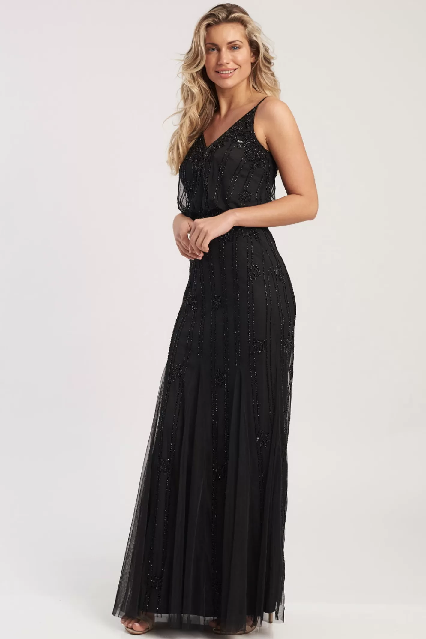 Store Keeva Black Beaded Maxi Dress Women Maxi Dresses