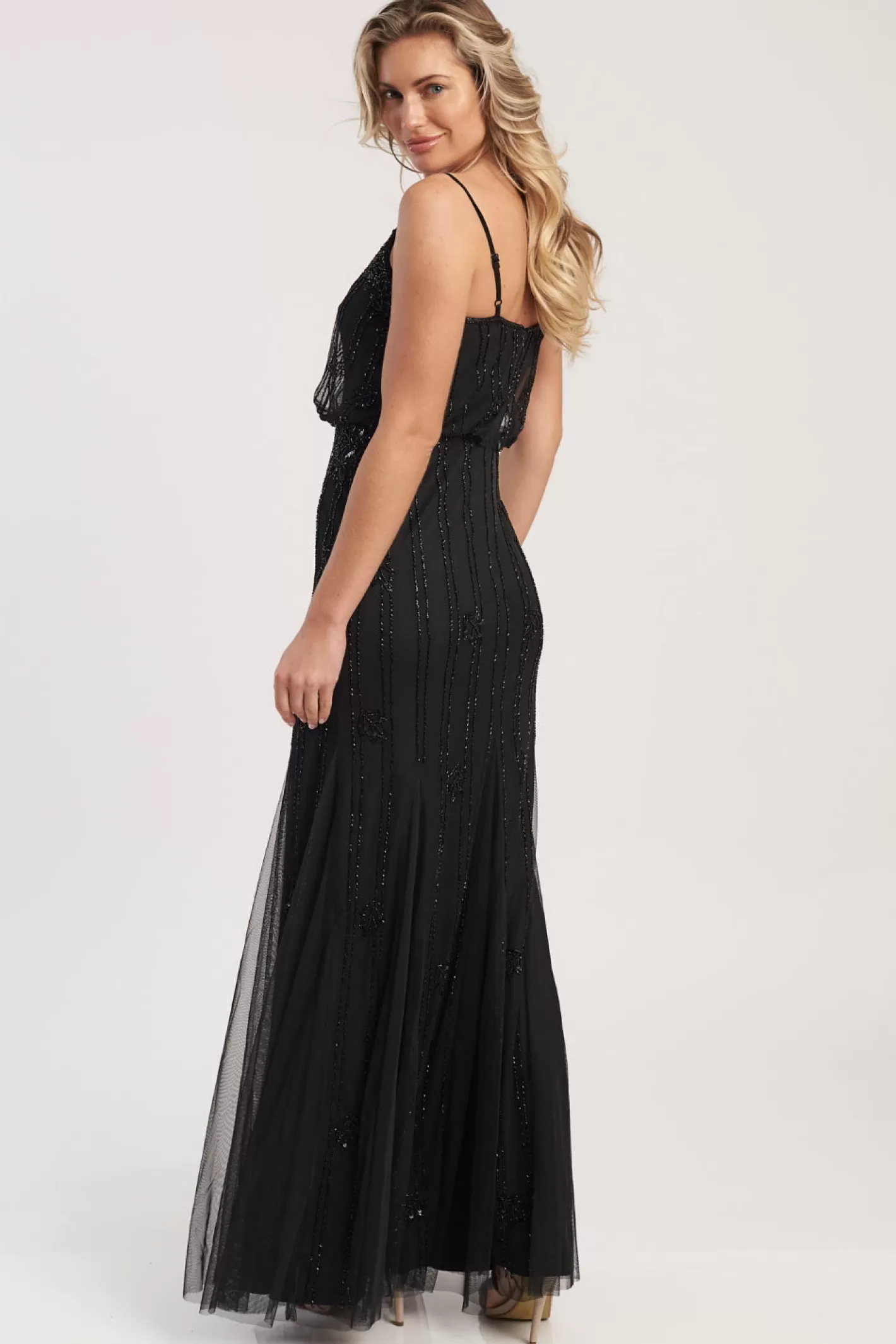 Store Keeva Black Beaded Maxi Dress Women Maxi Dresses