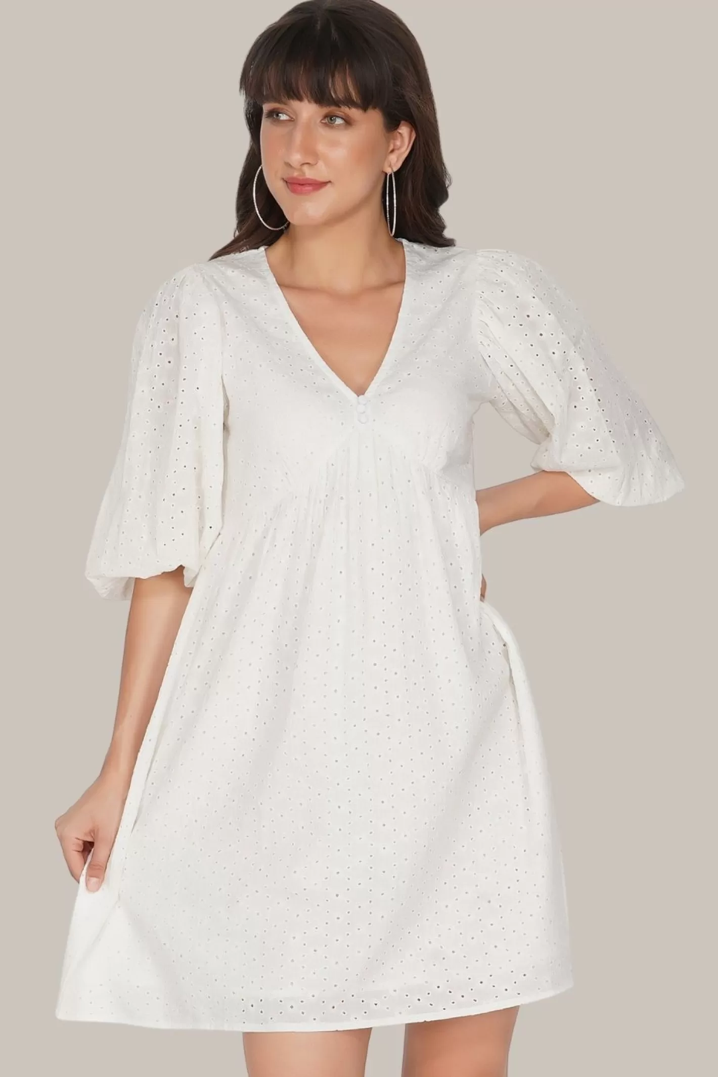 Outlet Kora White Cotton Mini Dress Women Mini Dresses