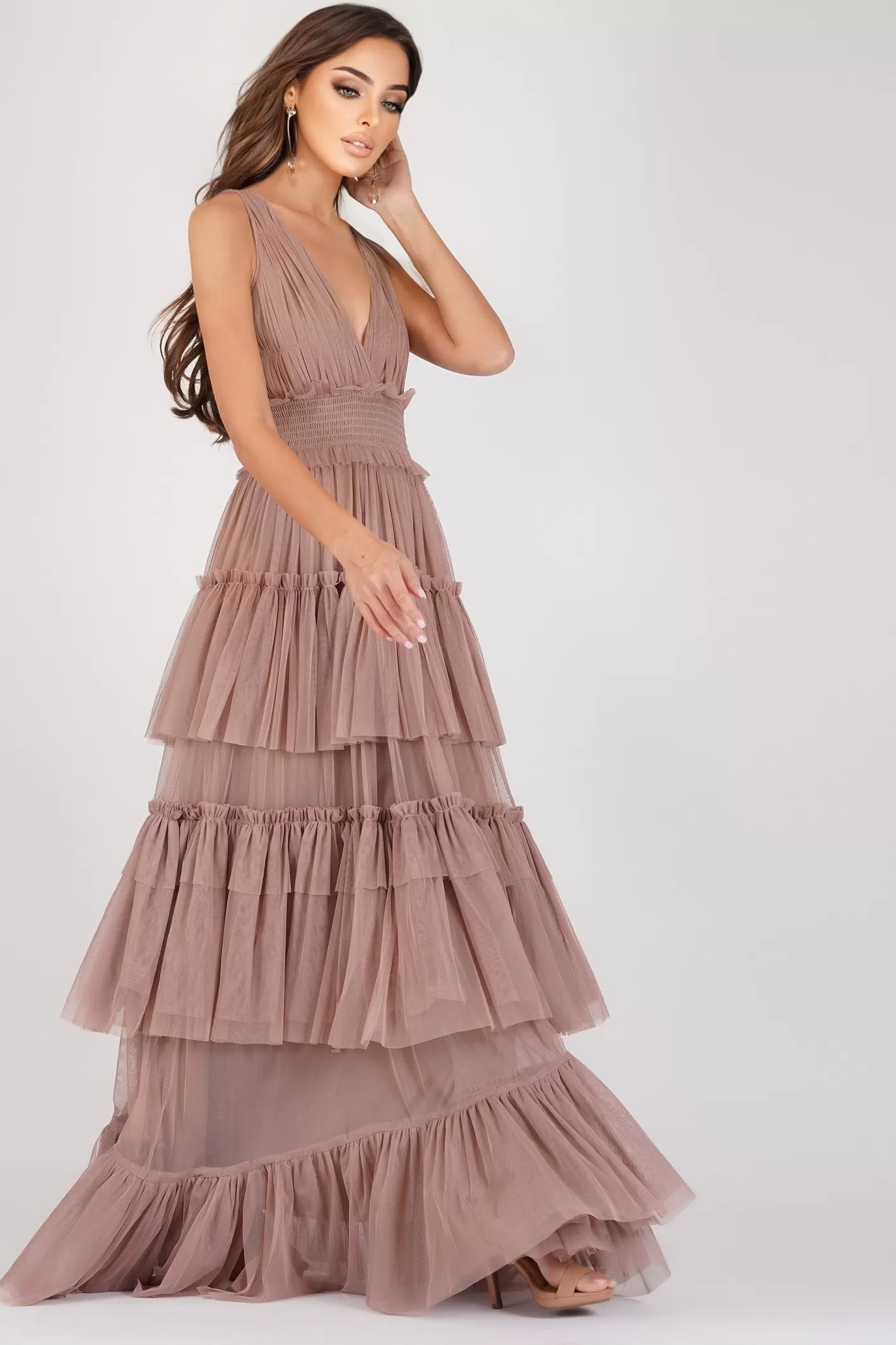 Online Luna Mink Tulle Plunge Maxi Dress Women Maxi Dresses