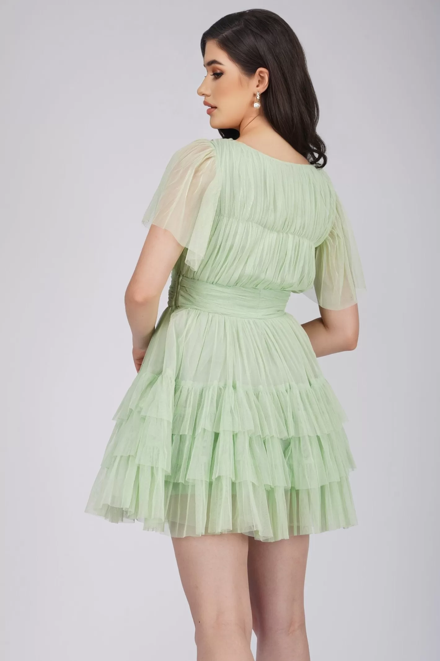 Discount Madison Sage Green Tulle Mini Dress Women Mini Dresses