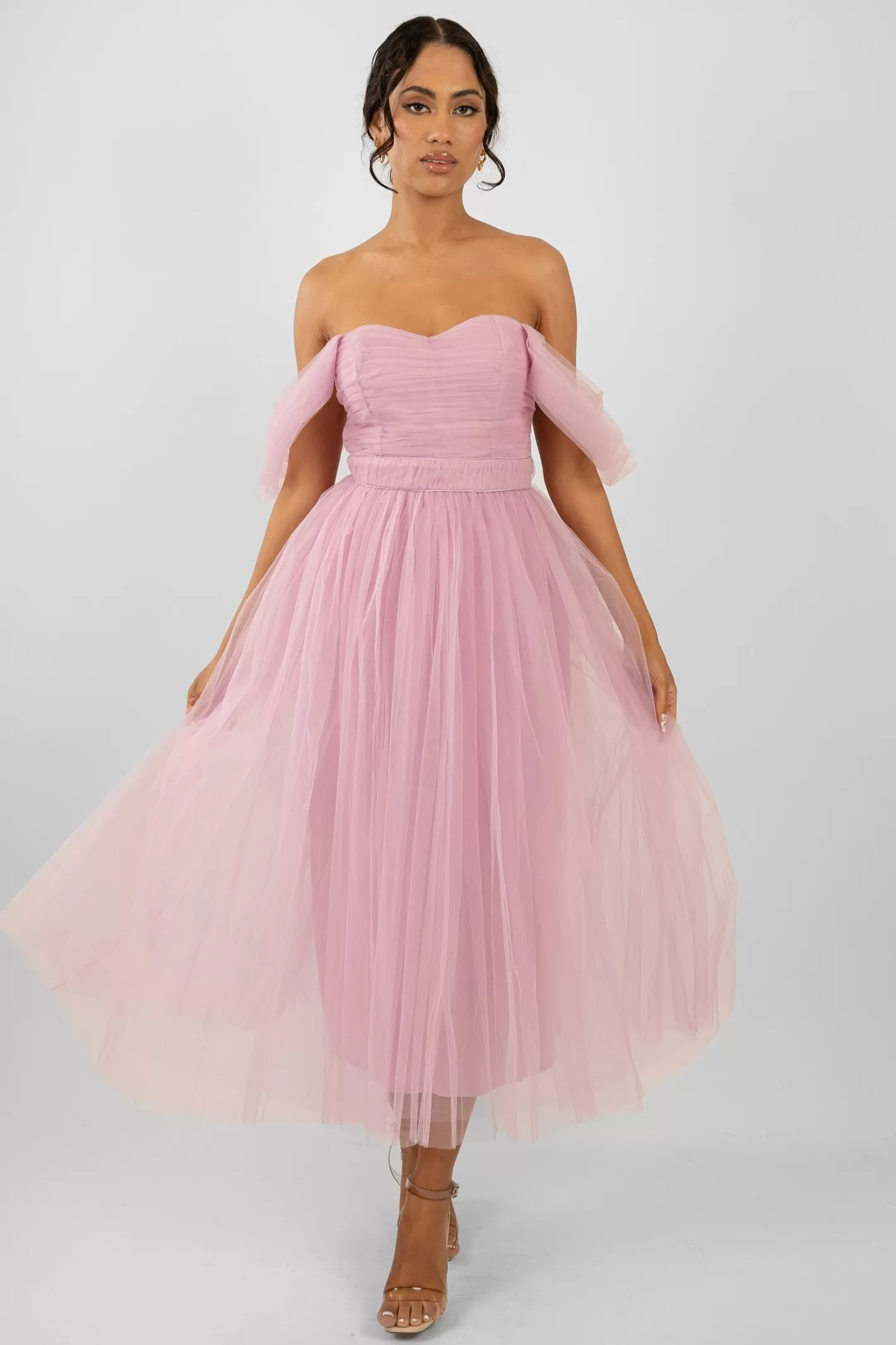 Shop Melbourne Tulle Midi Dress In Pink Women Midi Dresses