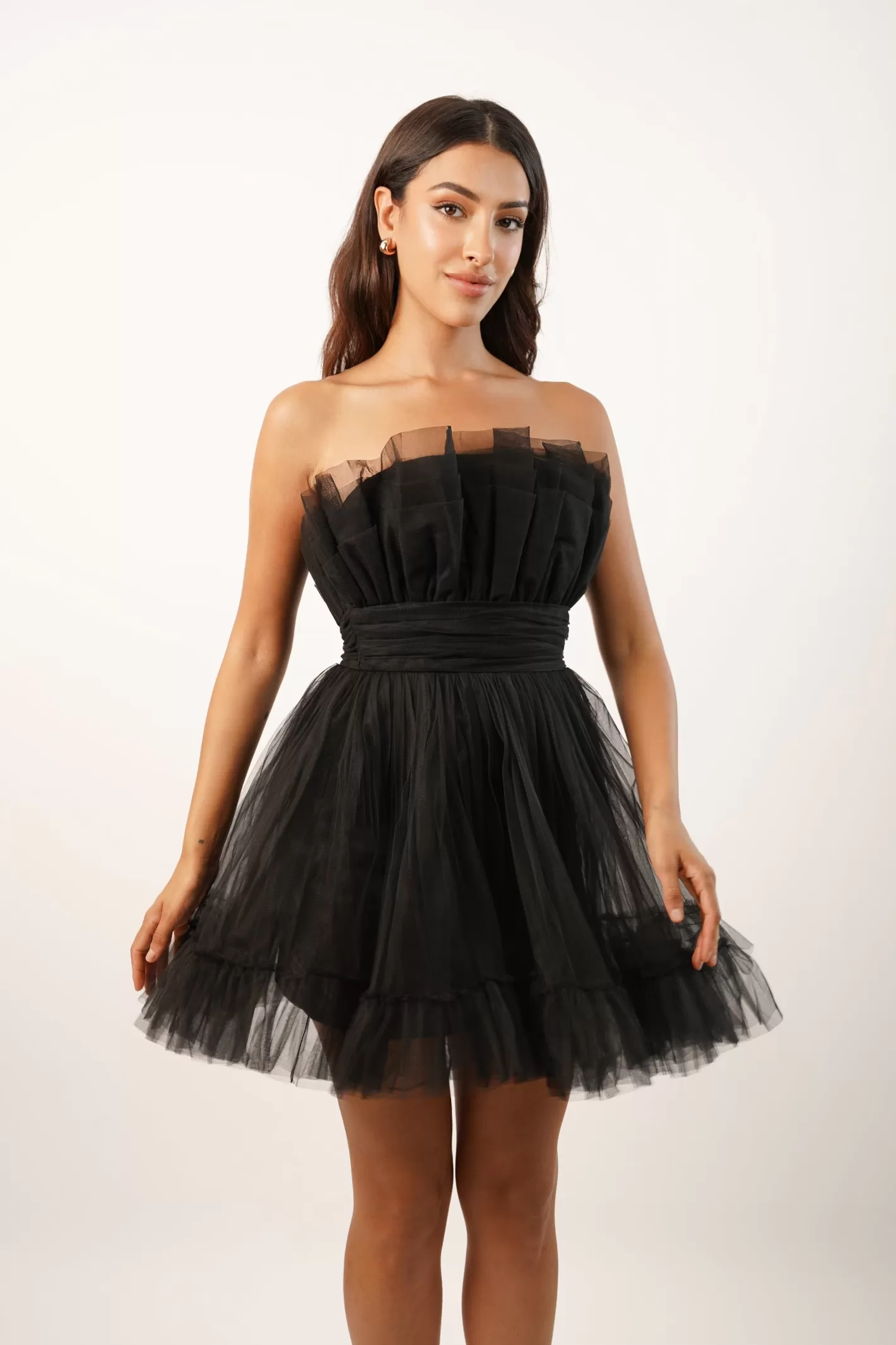 Sale Nanita Tulle Mini Dress In Black Women Mini Dresses