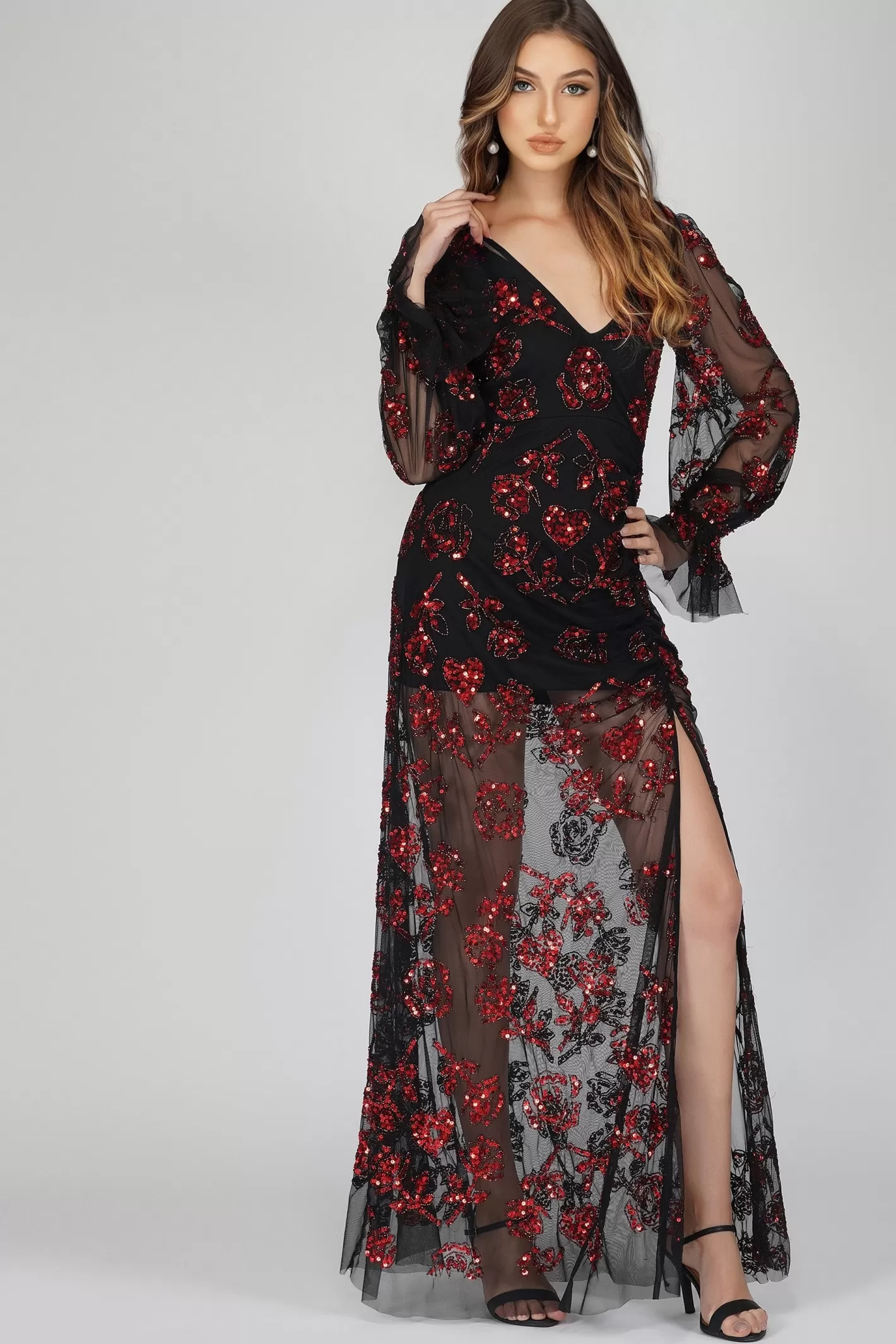 New Nerissa Rose Embellished Maxi Dress Women Maxi Dresses