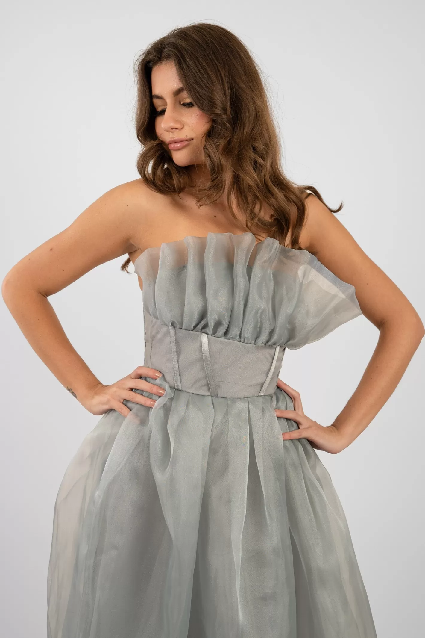 New Noah Organza Midi Dress In Grey Women Midi Dresses