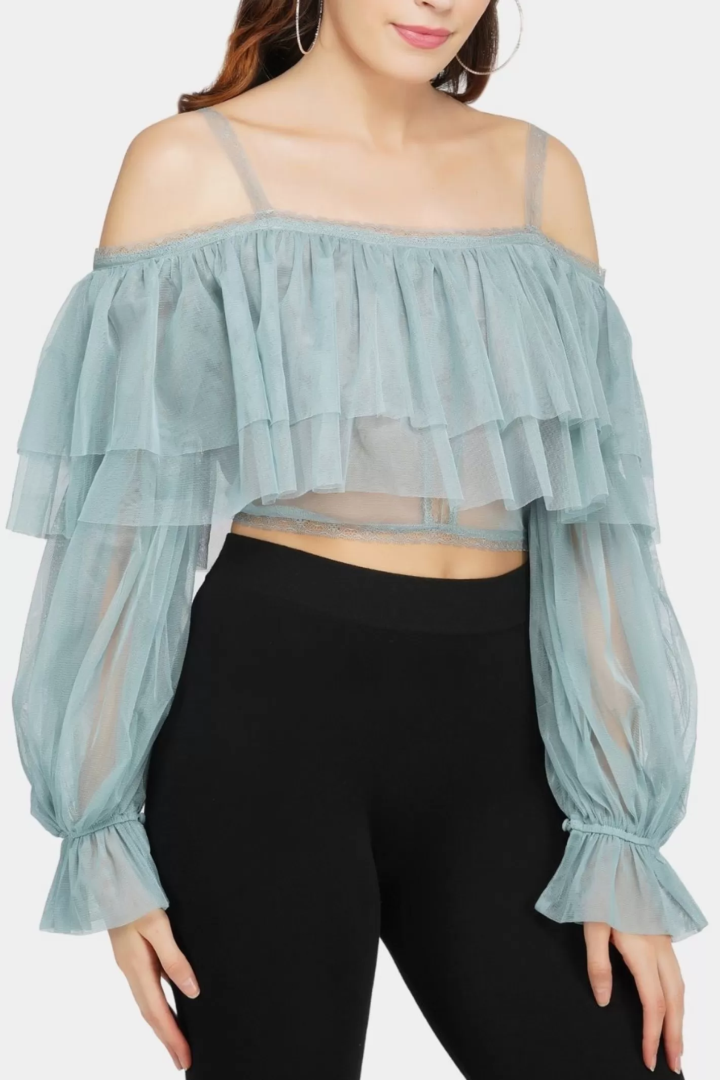 Flash Sale Perch Tulle Top In Teal Women Tops