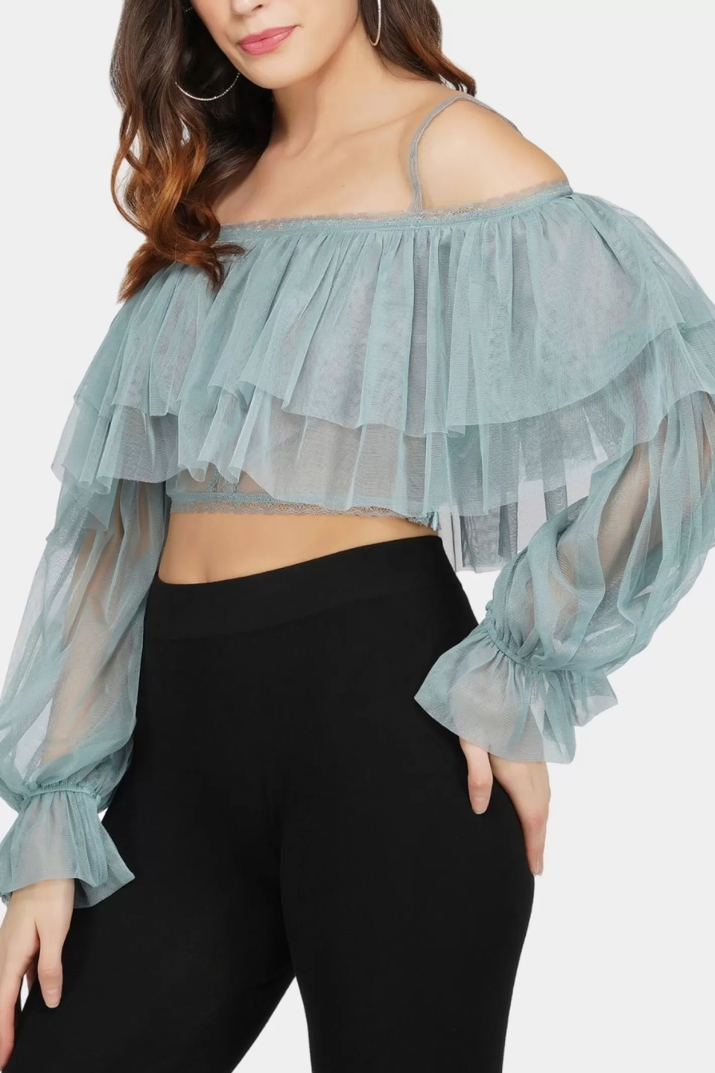 Flash Sale Perch Tulle Top In Teal Women Tops