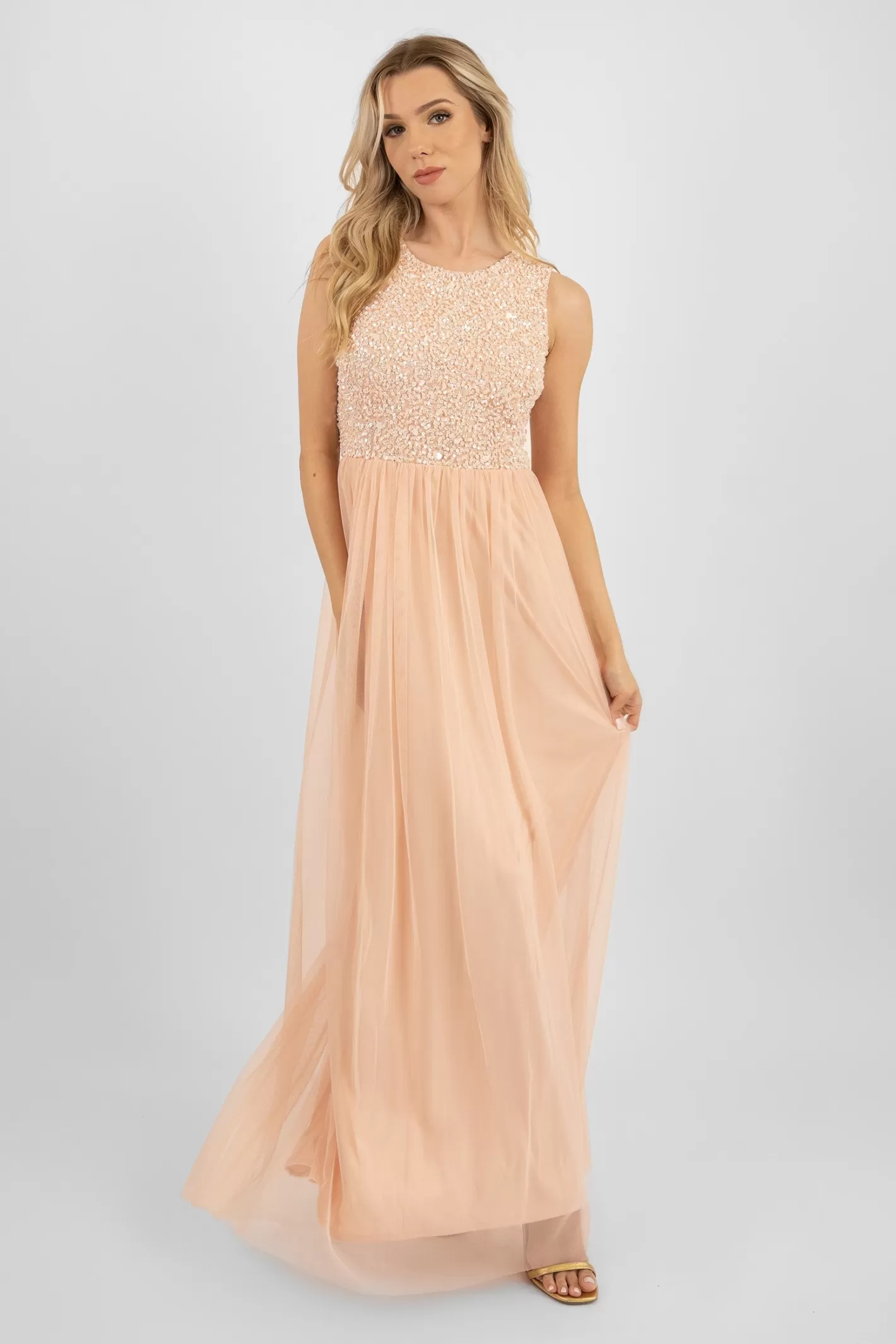 Shop Picasso Blush Pink Embellished Bridesmaid Maxi Dress Women Maxi Dresses