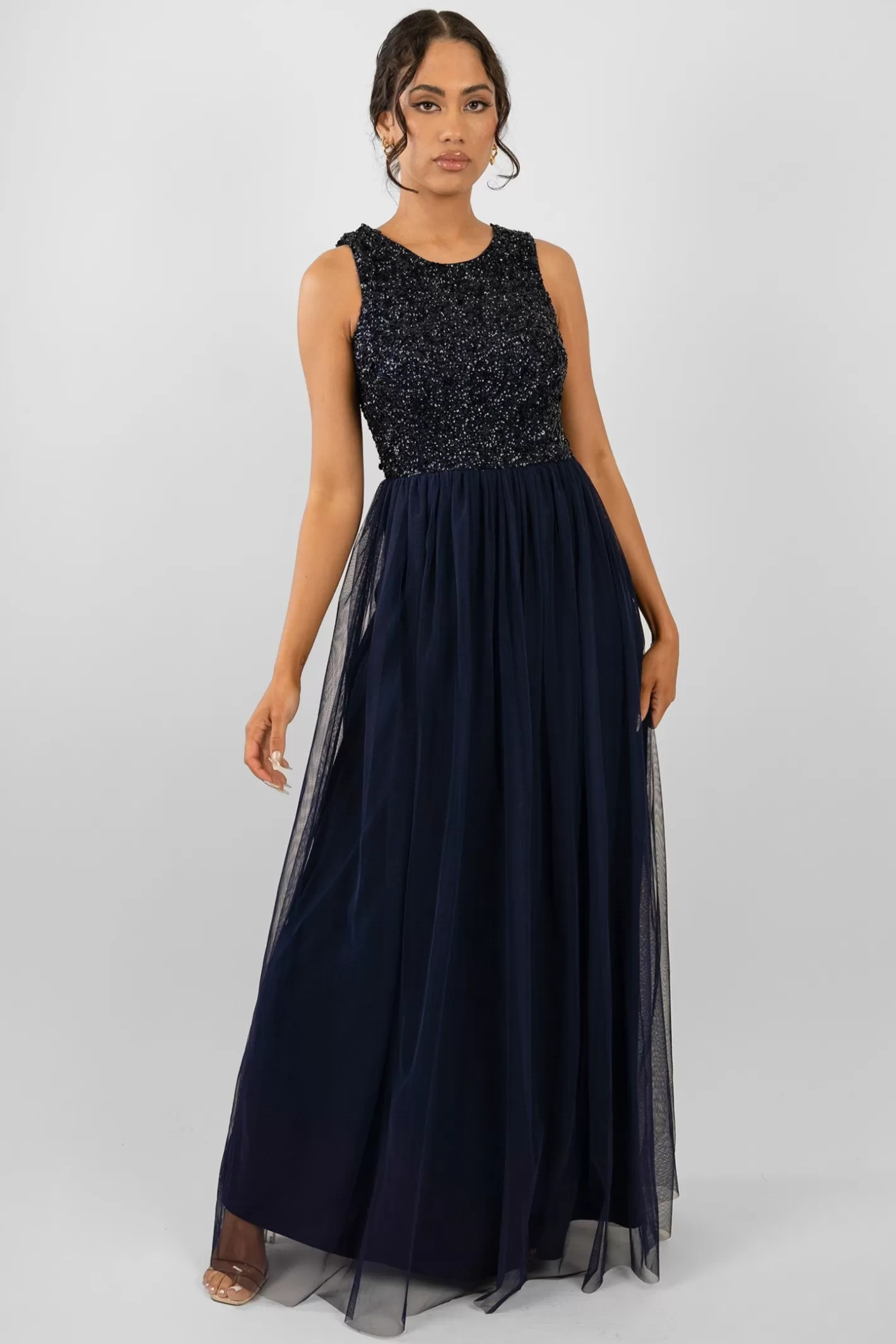 Shop Picasso Navy Blue Embellished Bridesmaid Dress Women Maxi Dresses