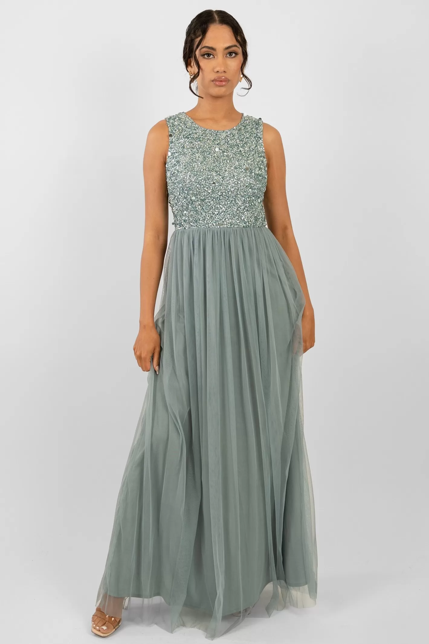 Sale Picasso Teal Embellished Bridesmaid Maxi Dress Women Maxi Dresses