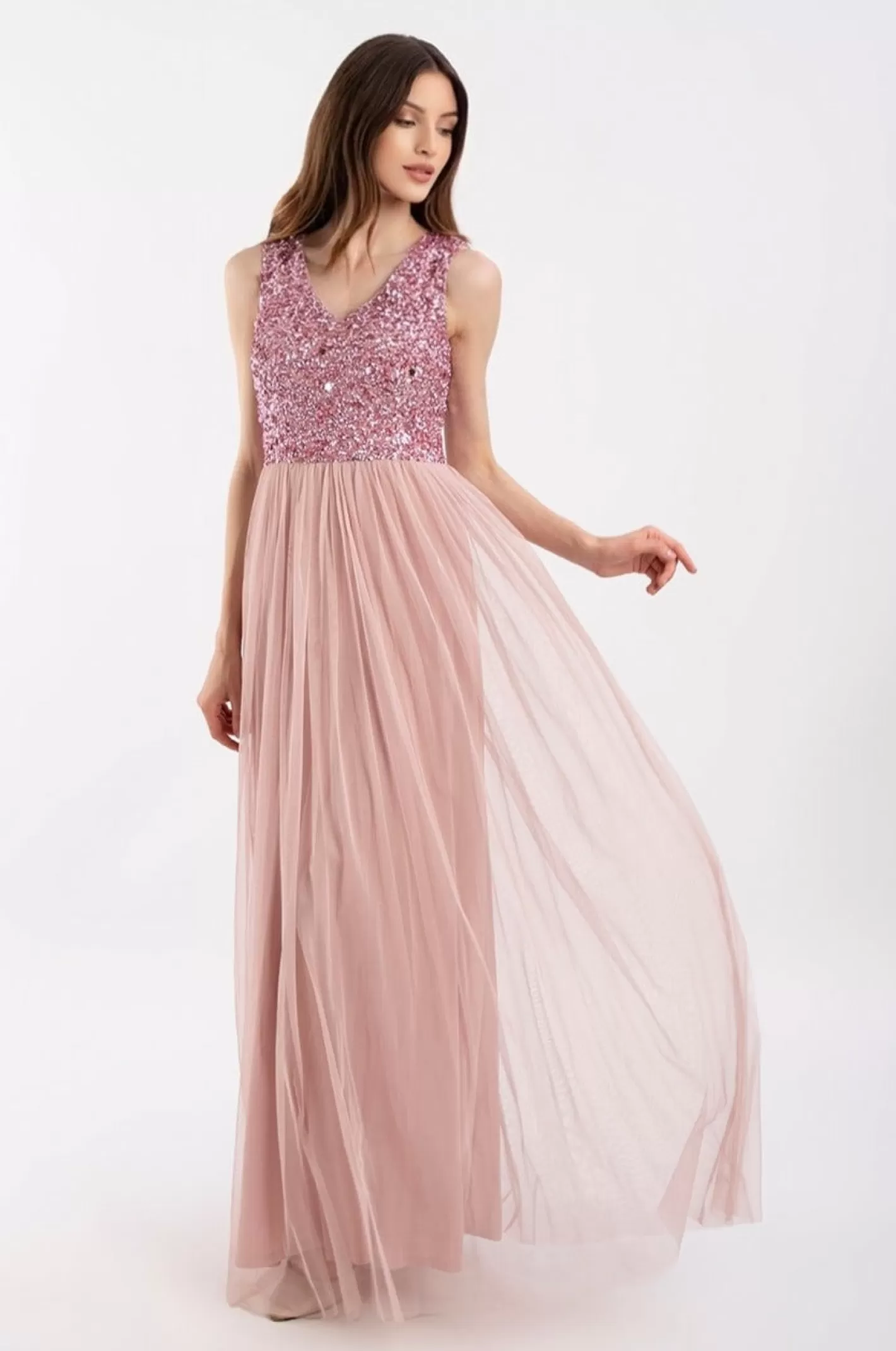 Cheap Picasso V Embellished Pink Bridesmaid Dress Women Maxi Dresses