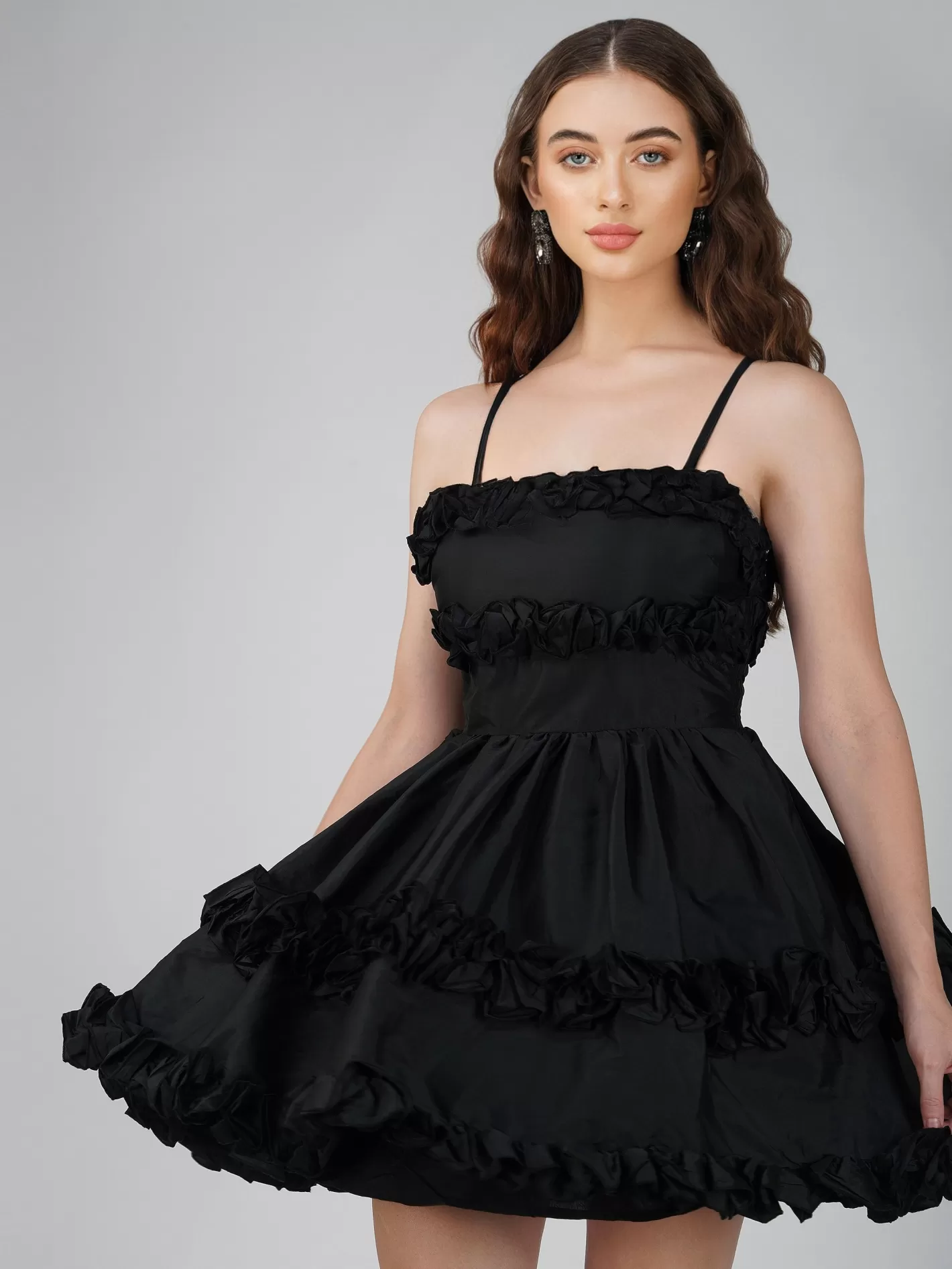 Sale Rhiann Black Taffeta Mini Dress Women Mini Dresses