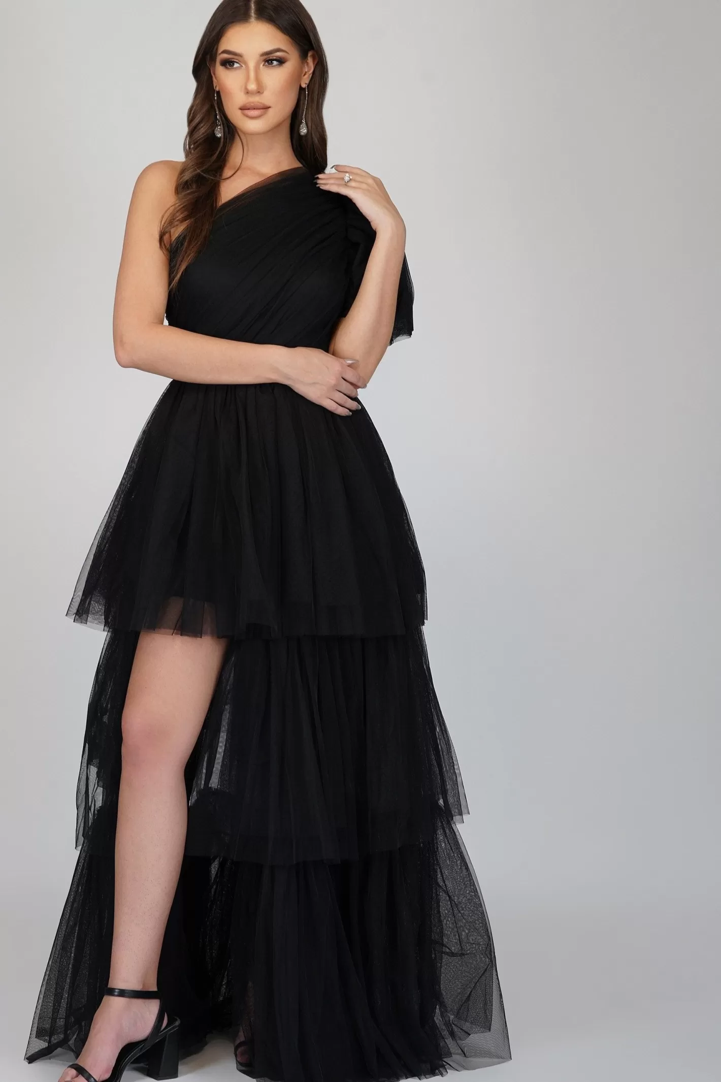 Outlet Rowena One Shoulder Tulle Gown In Black Women Maxi Dresses