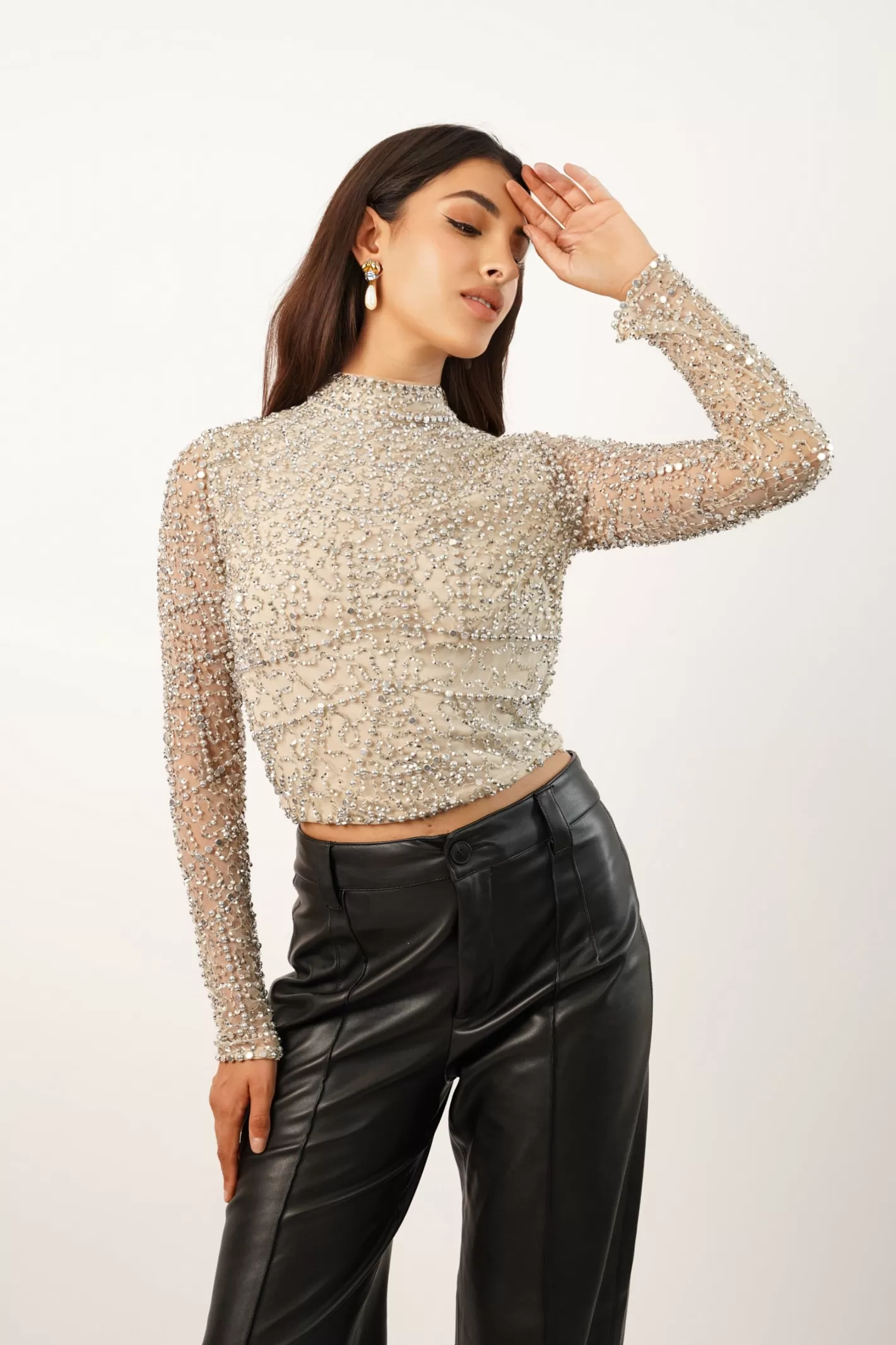 Cheap Scarlette Long Sleeve Embellished Top Women Tops