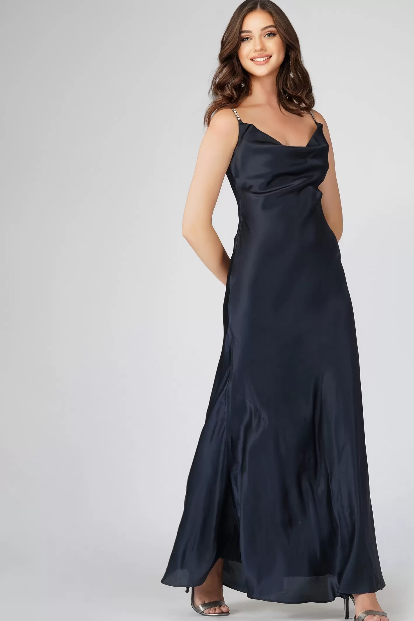 Best Sienna Navy Blue Satin Maxi Dress Women Maxi Dresses