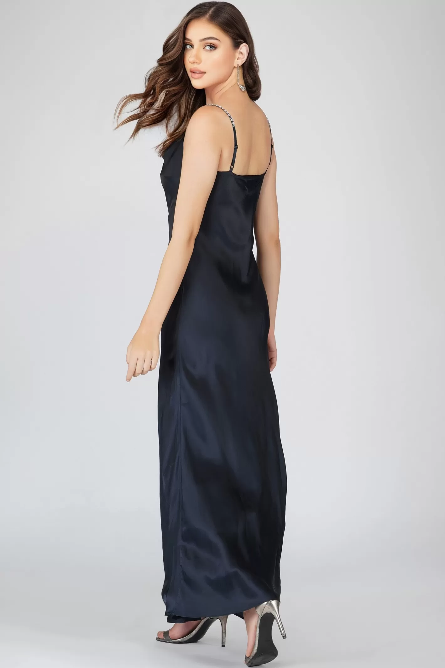 Best Sienna Navy Blue Satin Maxi Dress Women Maxi Dresses