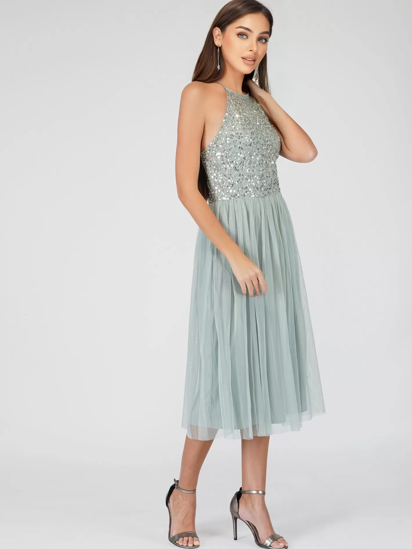 Store Sprinkle Sage Green Bridesmaid Midi Dress Women Midi Dresses