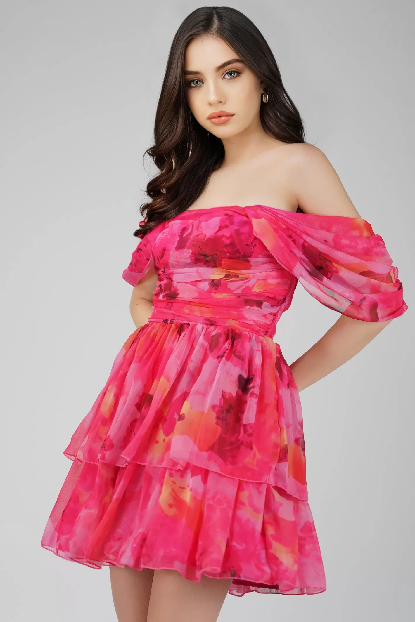 Outlet Sydney Chiffon Mini Dress In Sunset Pink Women Maxi Dresses