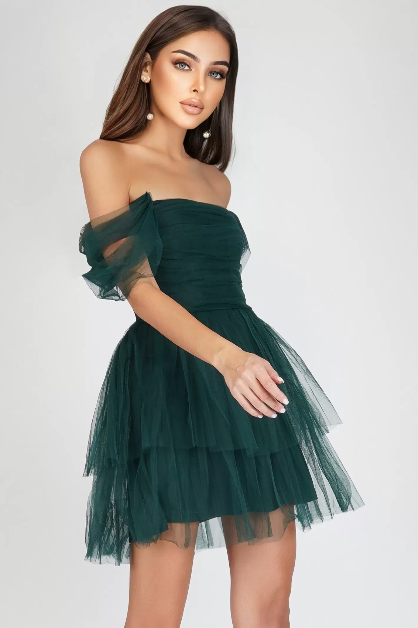 Store Sydney Emerald Green Plus Tulle Mini Dress Women Mini Dresses