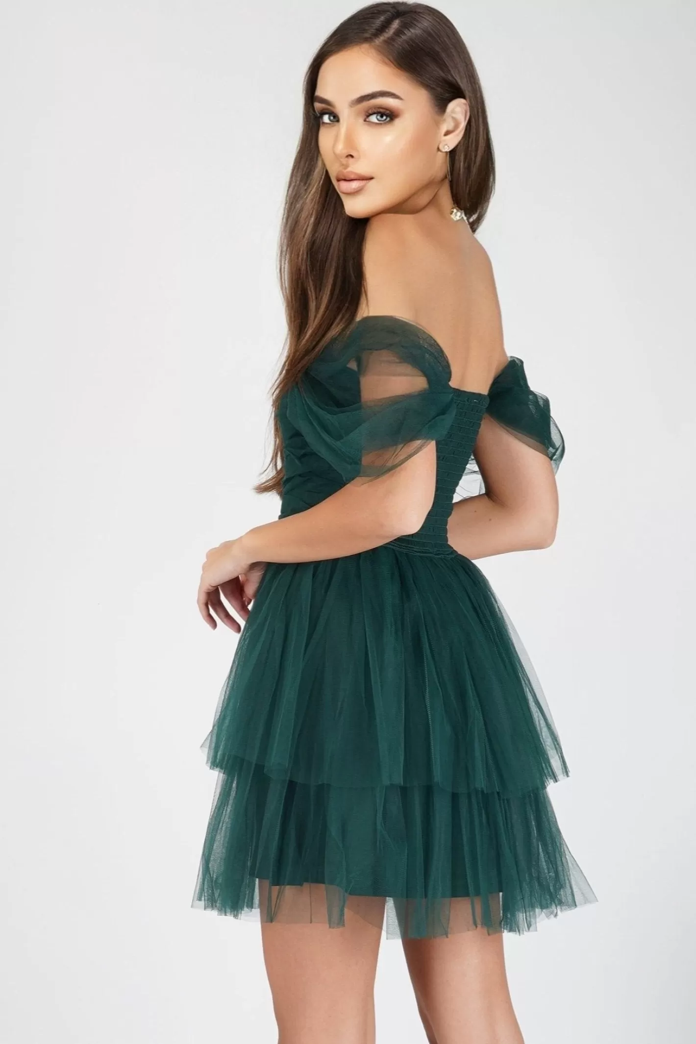 Store Sydney Emerald Green Plus Tulle Mini Dress Women Mini Dresses