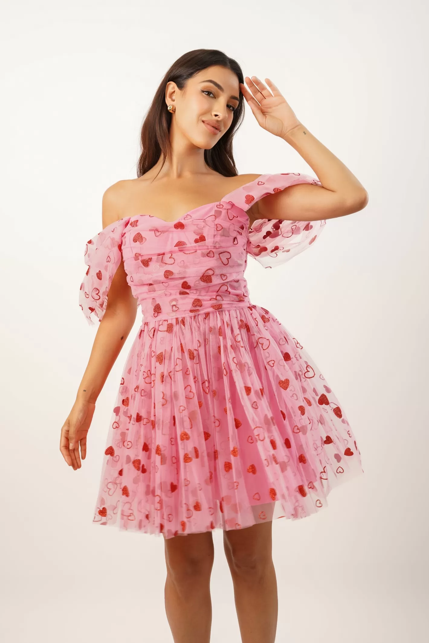 Best Sydney Pink Heart Mini Dress Women Mini Dresses