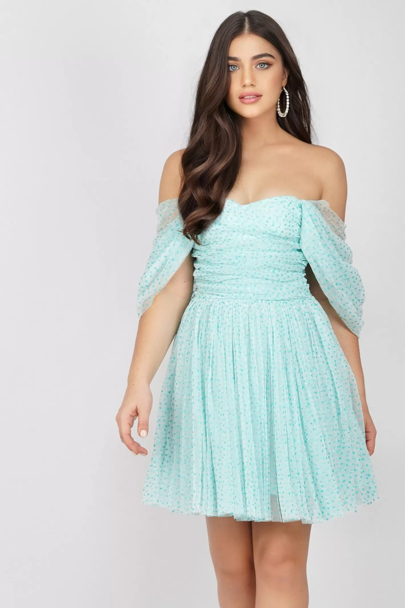 New Sydney Tulle Polka Mini Dress In Mint Women Mini Dresses