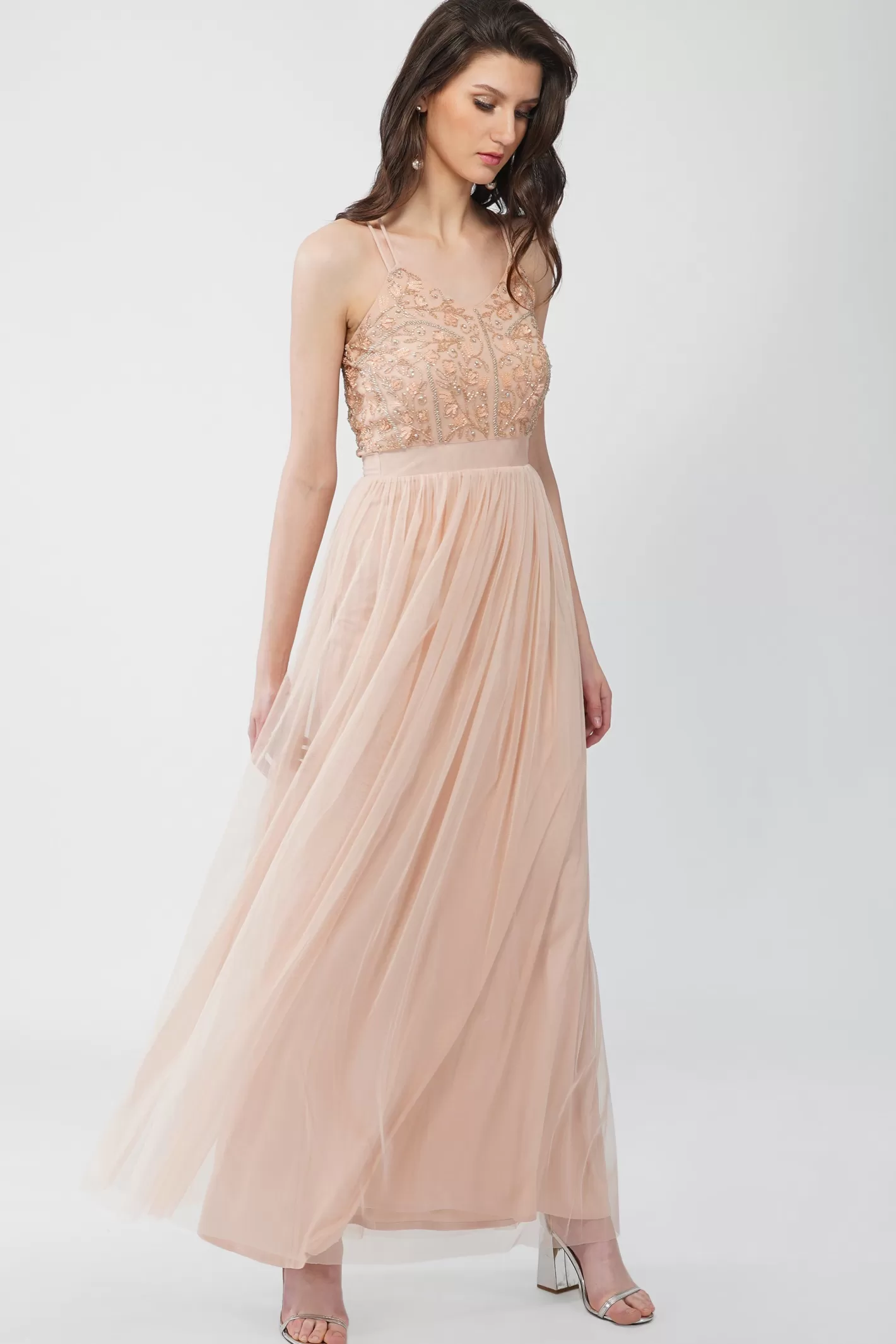 Sale Ursa Blush Pink Embellished Maxi Dress Women Maxi Dresses