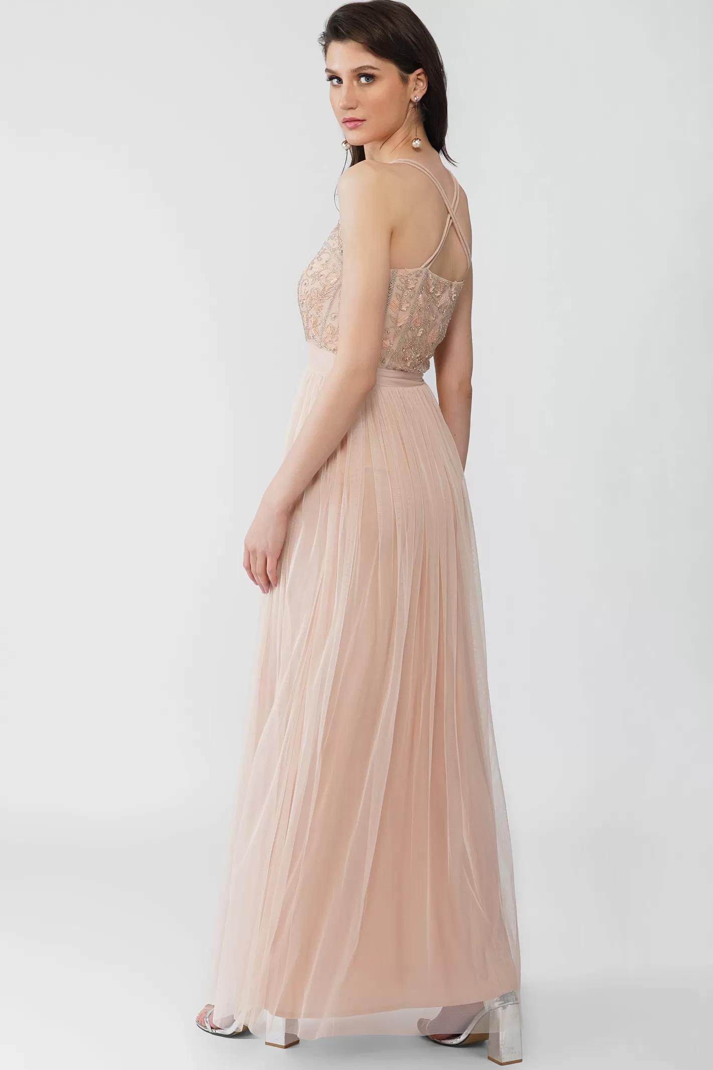 Sale Ursa Blush Pink Embellished Maxi Dress Women Maxi Dresses