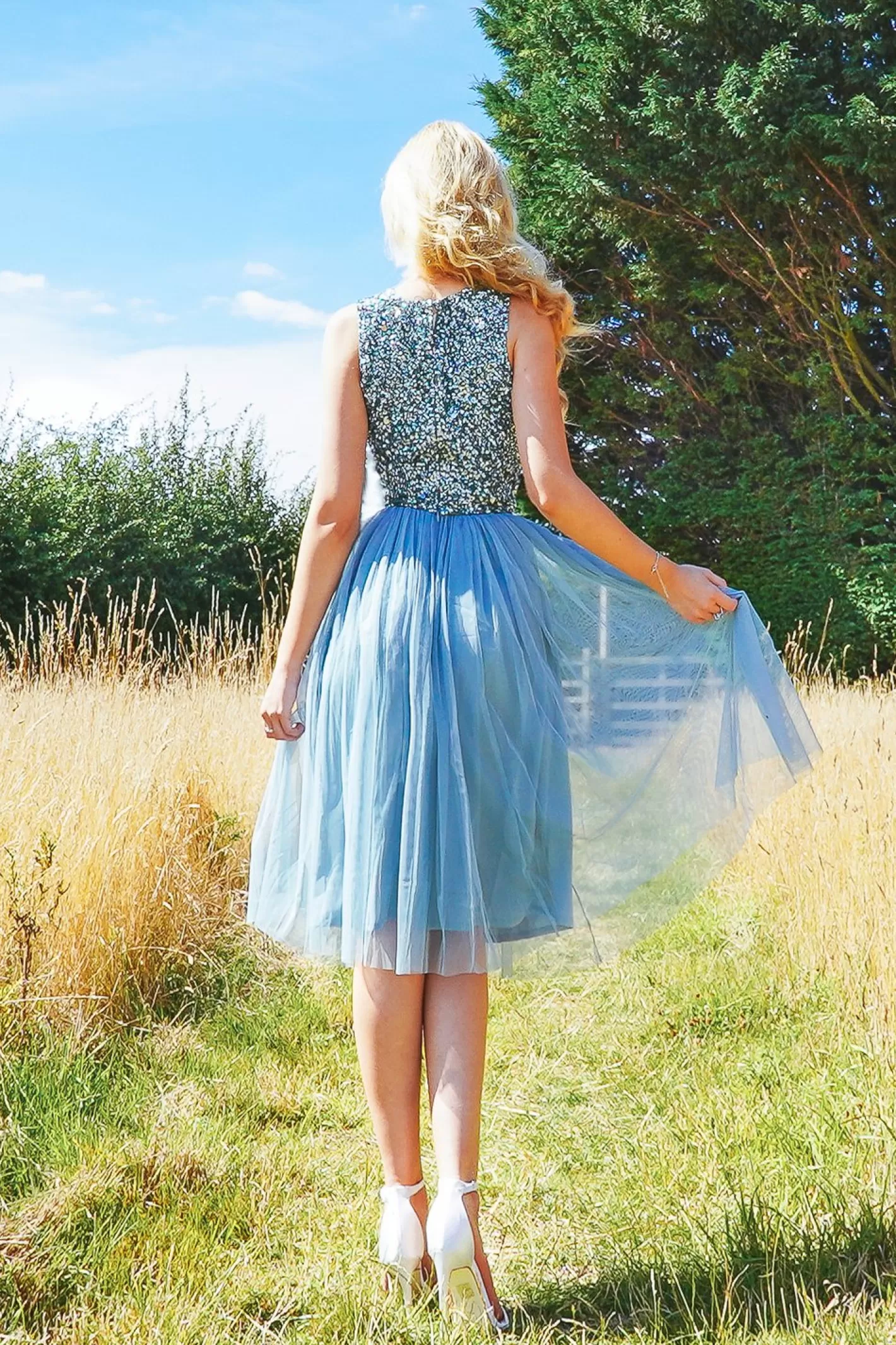 New Val Tulle Midi Skirt In Teal Women Skirts